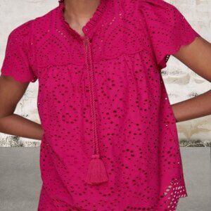 Whistles Women's Bonnie Broderie Blouse with Matching Tank Size 10